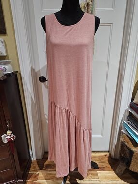 easel Dusty Rose Sleeveless Tiered Maxi Dress